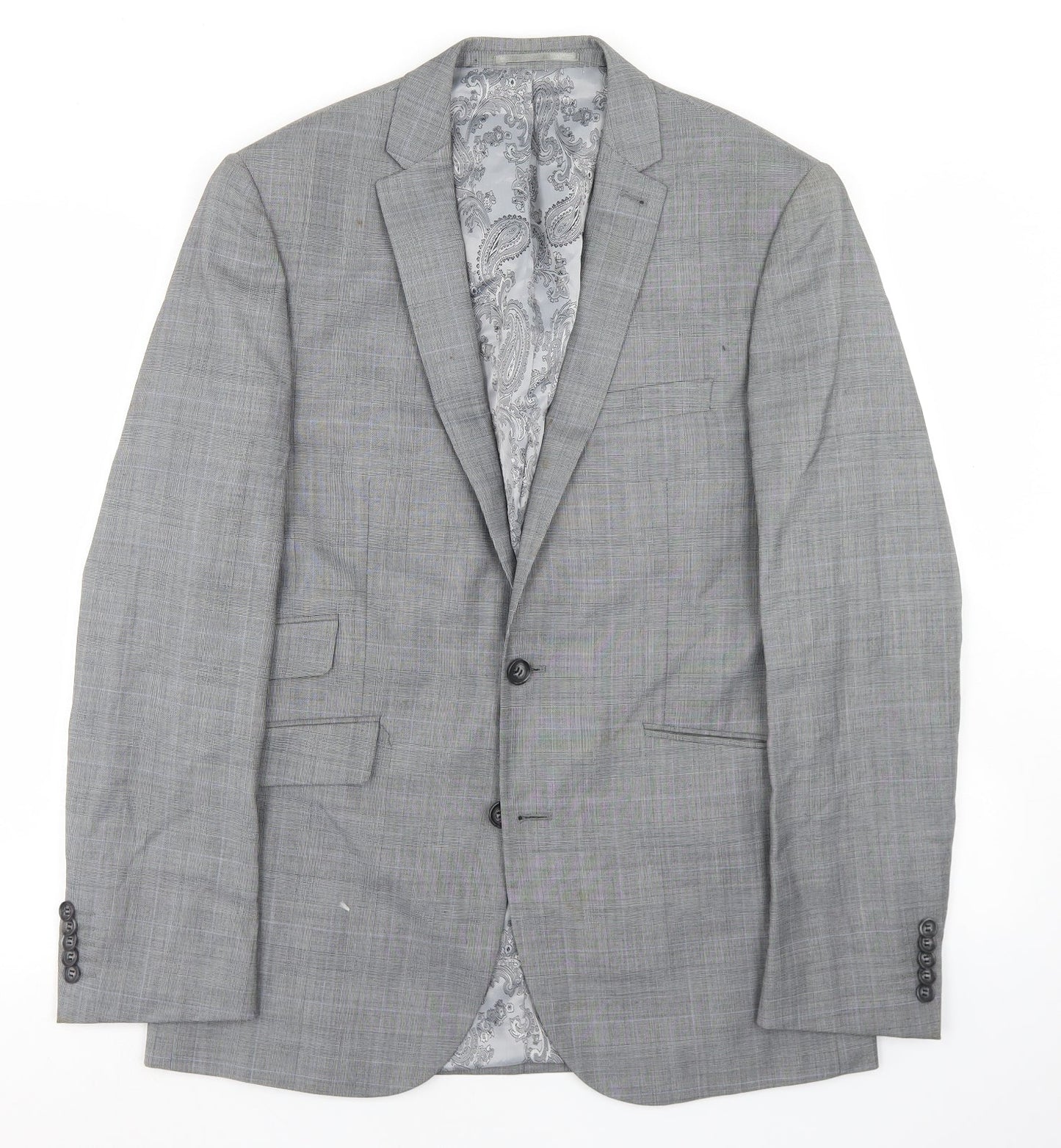 Taylor & Wright Mens Grey Plaid Polyacrylate Fibre Jacket Blazer Size 38   - Tailored fit