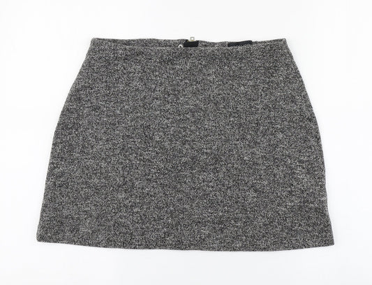 Topshop Womens Grey  Cotton Straight & Pencil Skirt Size 12   Zip