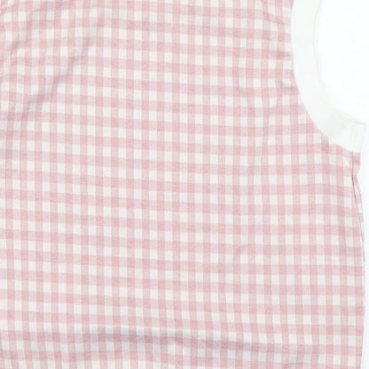 Preloved New Look Womens Pink Plaid Polyester Basic Tank Size 14 Round Neck - Label