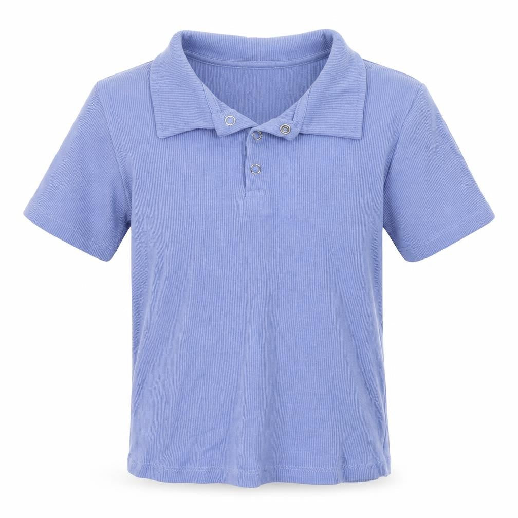 New Look Girls Blue  Cotton Basic Polo Size 12-13 Years Collared Button