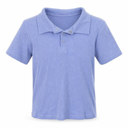 New Look Girls Blue  Cotton Basic Polo Size 12-13 Years Collared Button
