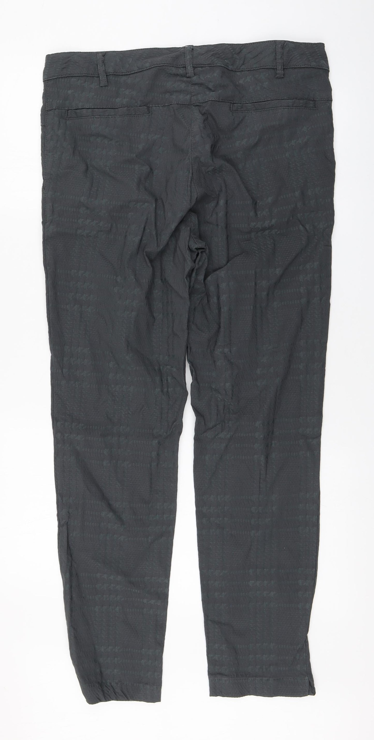 Masai Mens Grey Plaid Viscose Trousers  Size L L29 in Regular Zip