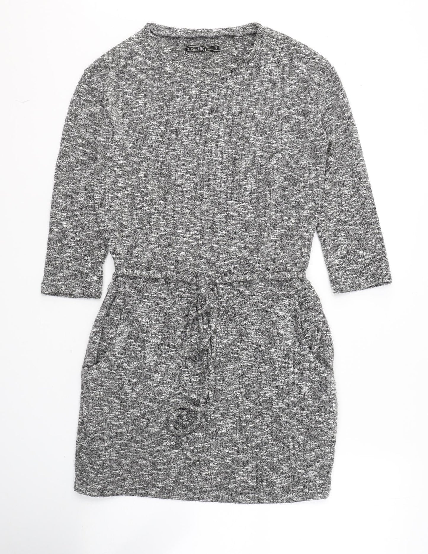 Hear House Music Womens Grey  Acrylic Jumper Dress  Size S  Round Neck Pullover
