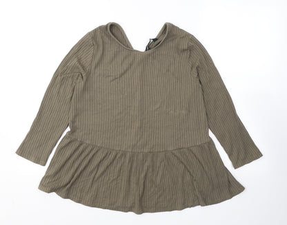 Capsule Womens Green Viscose Jersey Blouse Size 16 Round Neck