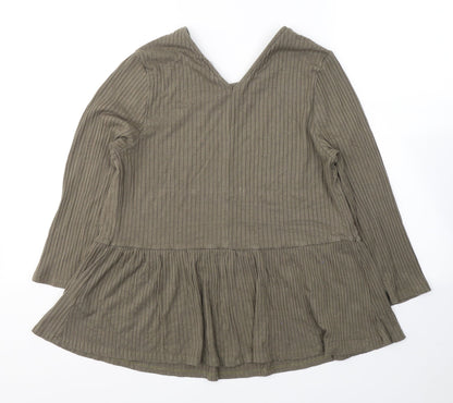 Capsule Womens Green Viscose Jersey Blouse Size 16 Round Neck