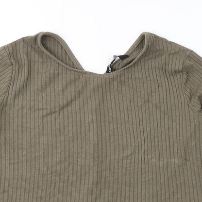 Capsule Womens Green Viscose Jersey Blouse Size 16 Round Neck