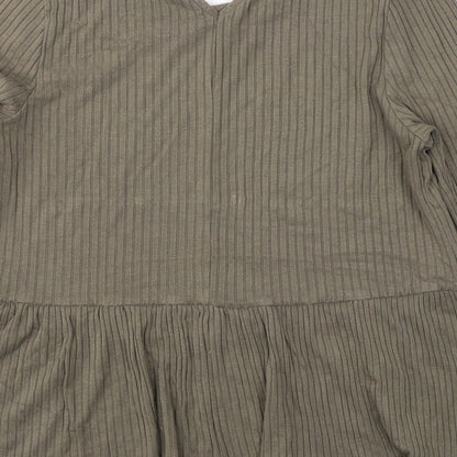 Capsule Womens Green Viscose Jersey Blouse Size 16 Round Neck