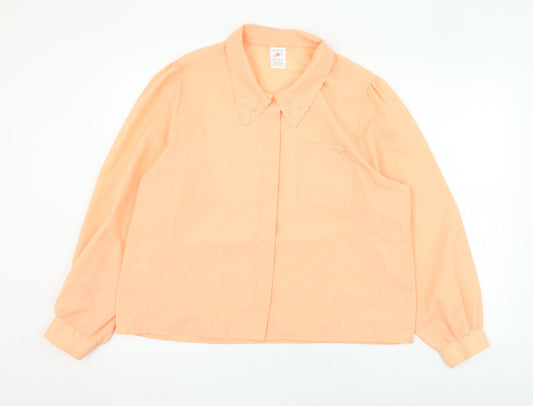 Littlewoods Womens Orange  Polyester Basic Button-Up Size 18 Collared