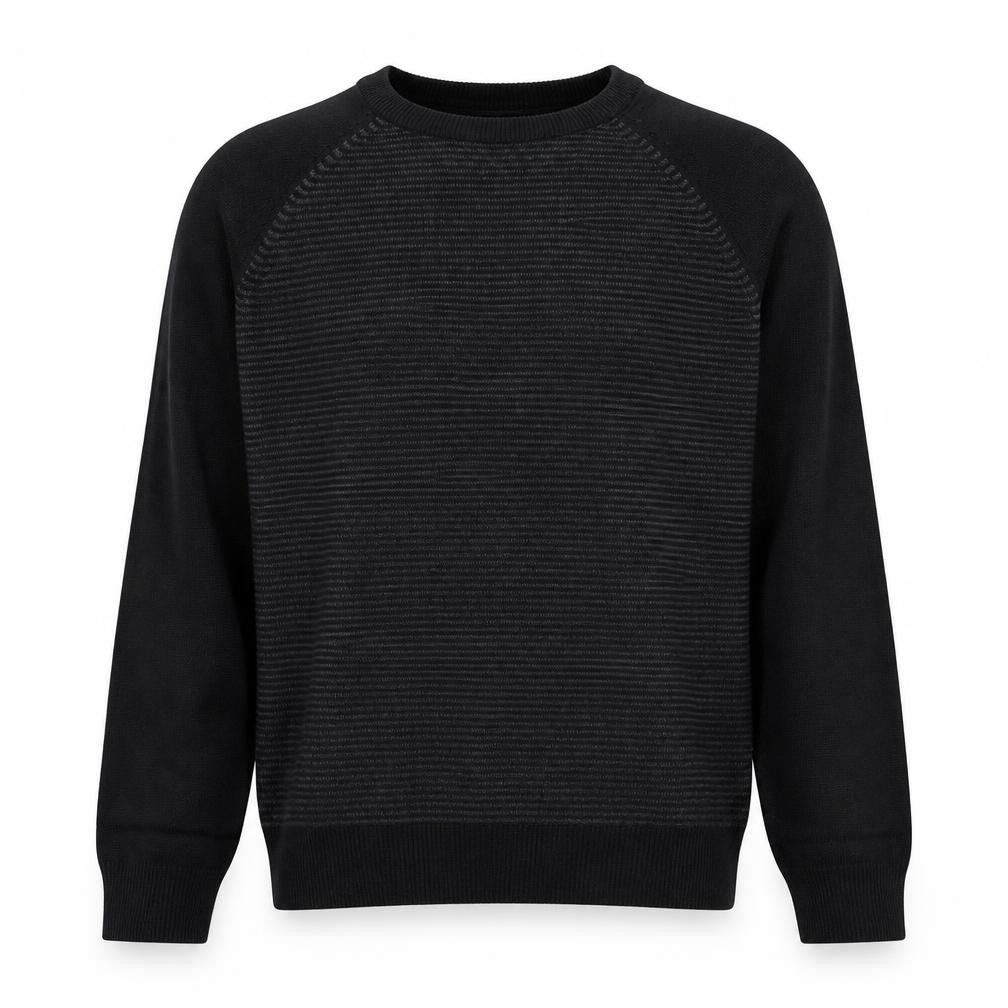 Onfire Mens Black Round Neck Striped Acrylic Pullover Jumper Size L
