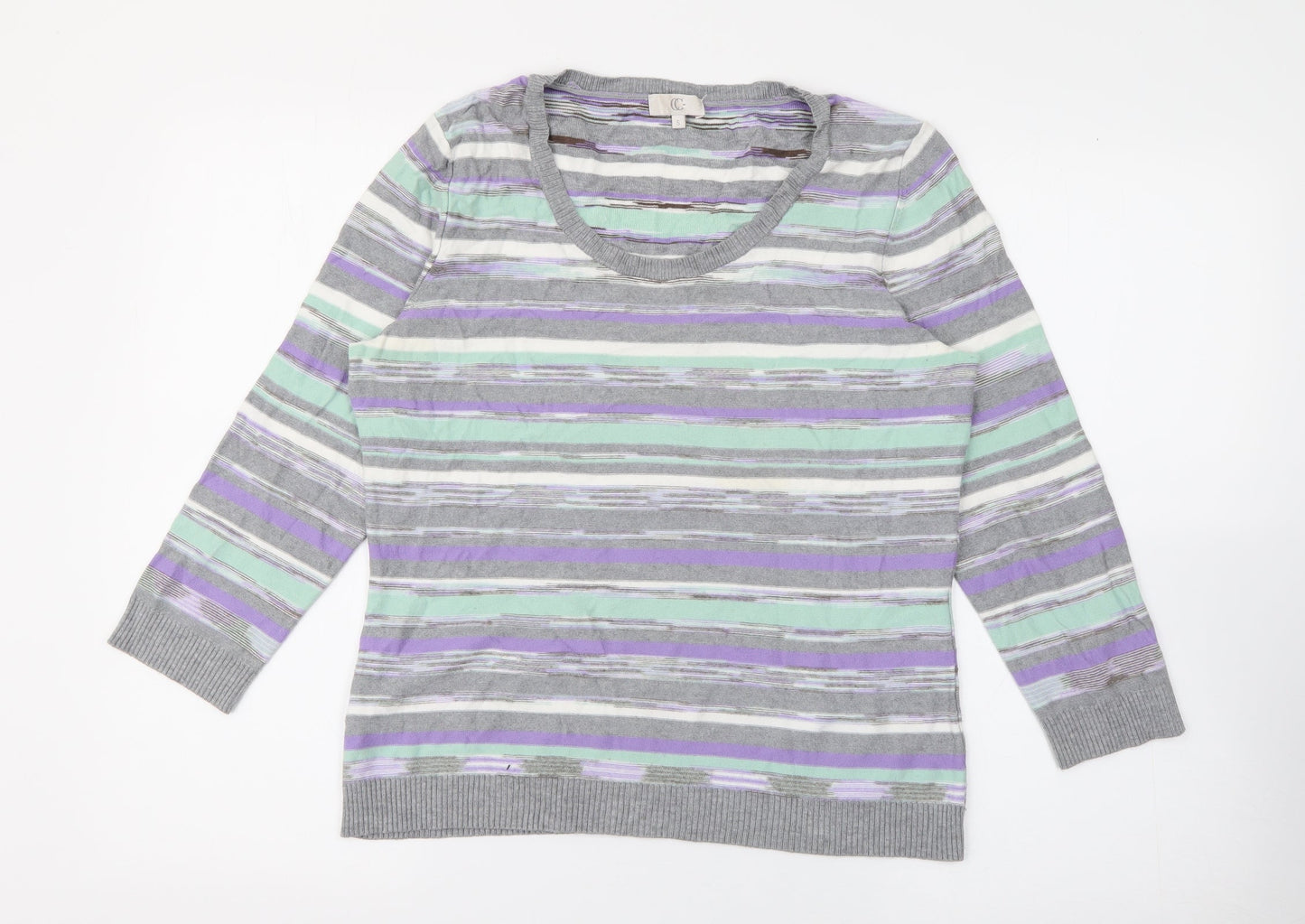 CC Womens Multicoloured Scoop Neck Striped Viscose Pullover Jumper Size S