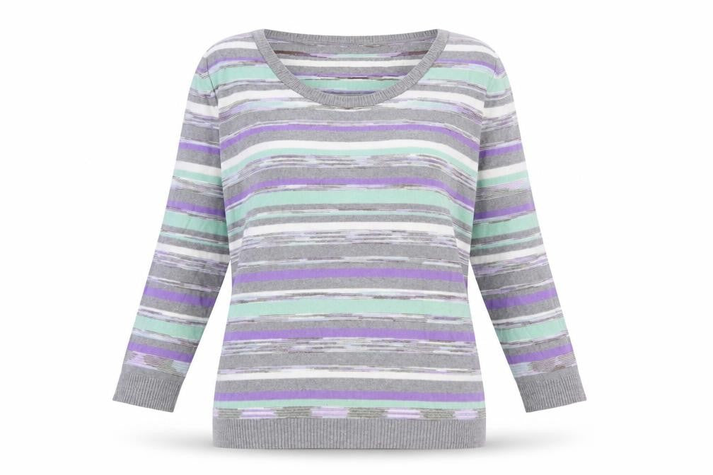 CC Womens Multicoloured Scoop Neck Striped Viscose Pullover Jumper Size S