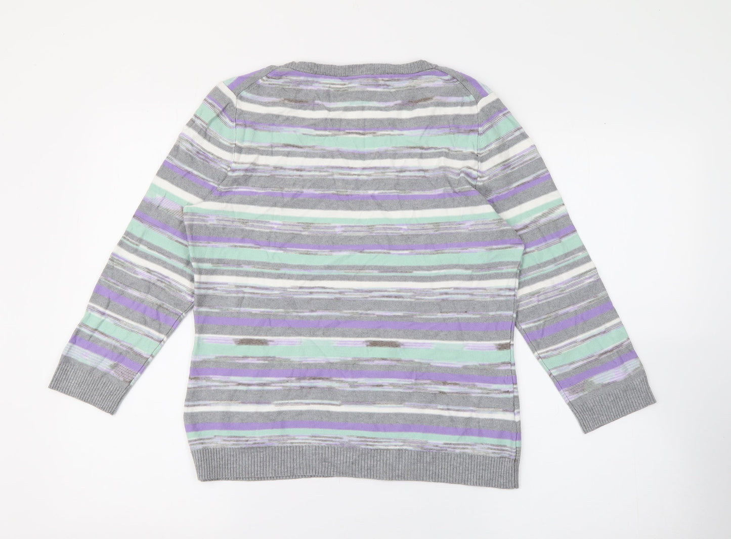 CC Womens Multicoloured Scoop Neck Striped Viscose Pullover Jumper Size S