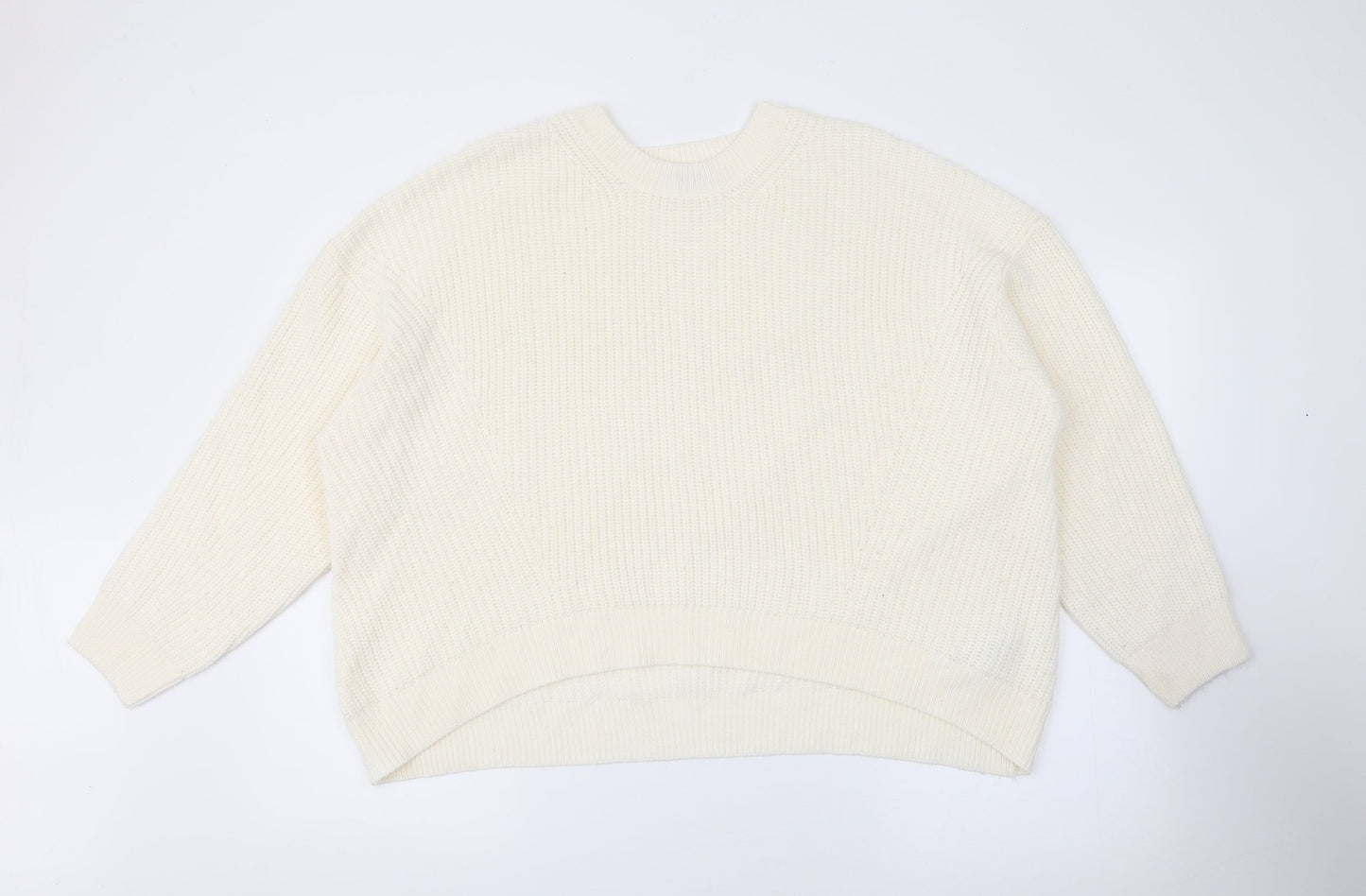 Simply Be Womens Ivory Crew Neck  Acrylic Pullover Jumper Size M