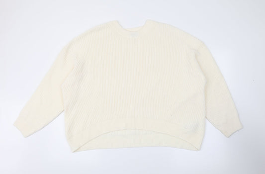 Simply Be Womens Ivory Crew Neck  Acrylic Pullover Jumper Size M
