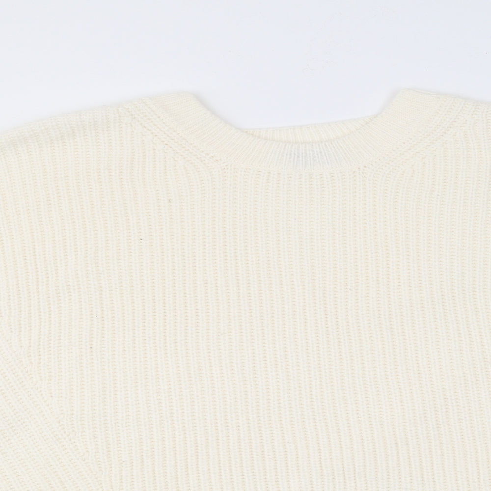 Simply Be Womens Ivory Crew Neck  Acrylic Pullover Jumper Size M