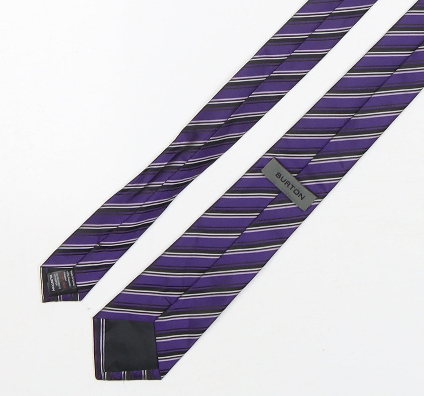 Burton  Mens Multicoloured Striped Polyester Pointed Tie One Size