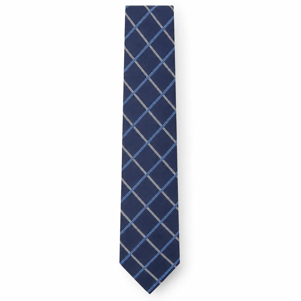 Marks & Spencer Mens Blue Plaids & Checks Polyester Pointed Tie One Size