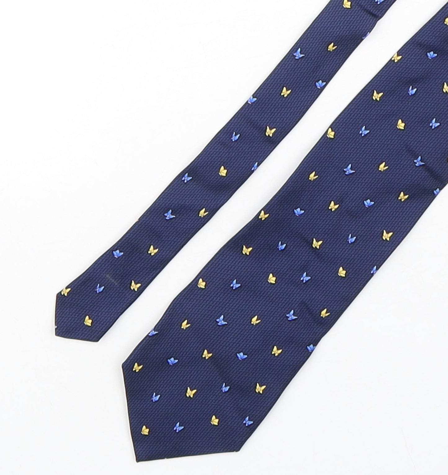 Beaufort Mens Multicoloured Geometric Silk Pointed Tie One Size - butteflies