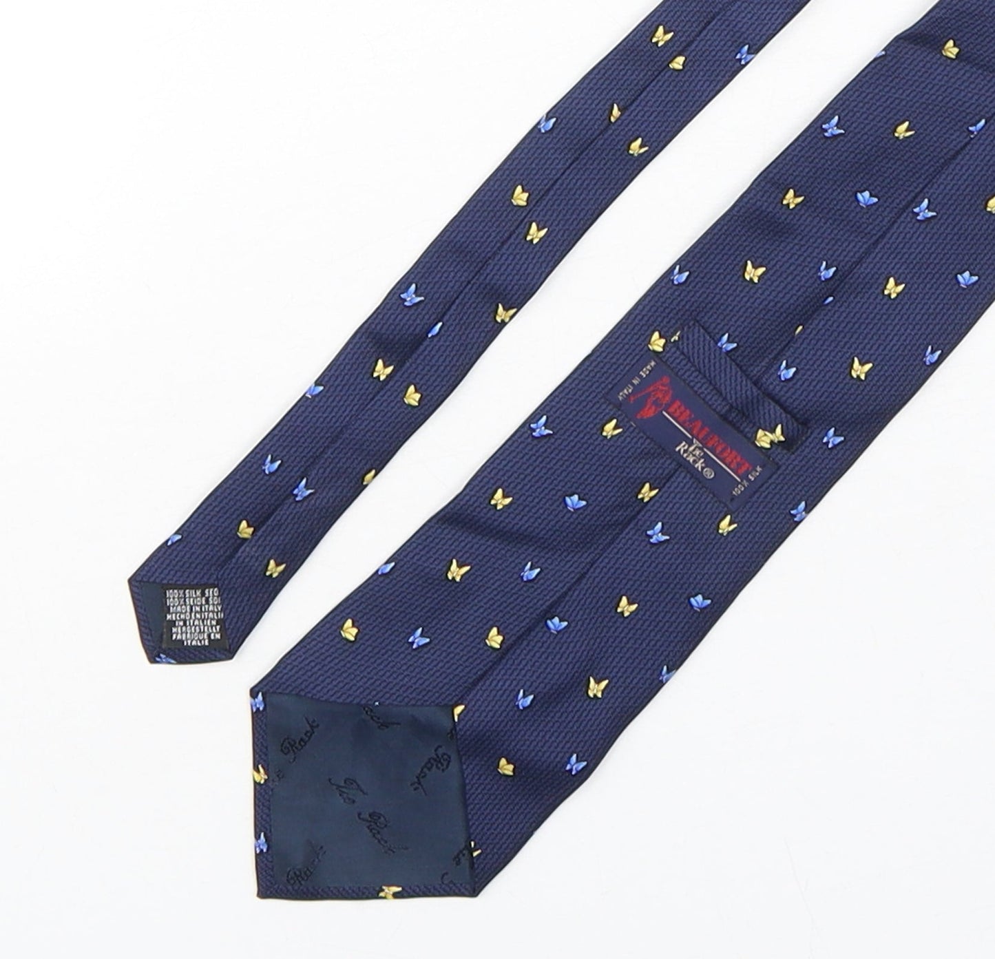 Beaufort Mens Multicoloured Geometric Silk Pointed Tie One Size - butteflies