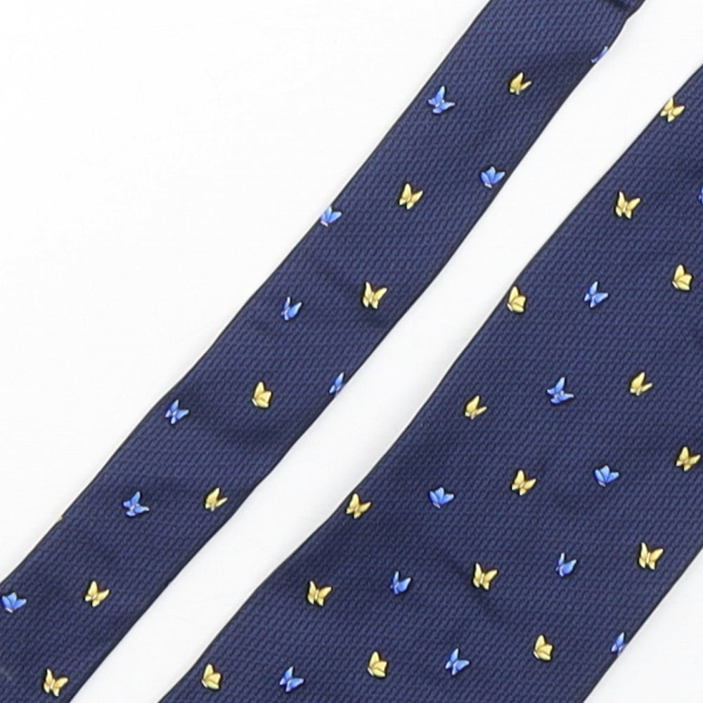 Beaufort Mens Multicoloured Geometric Silk Pointed Tie One Size - butteflies