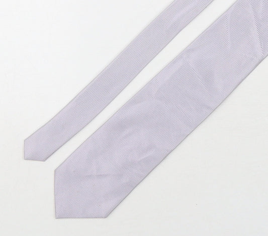 Basile Mens Silver  Silk Pointed Tie One Size