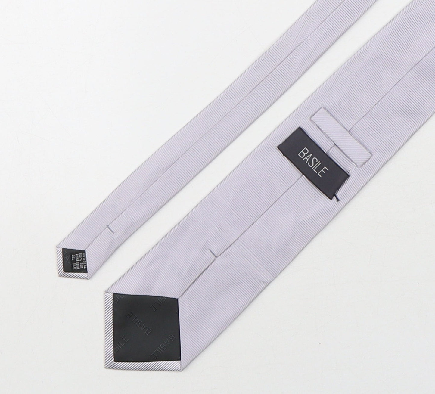 Basile Mens Silver  Silk Pointed Tie One Size