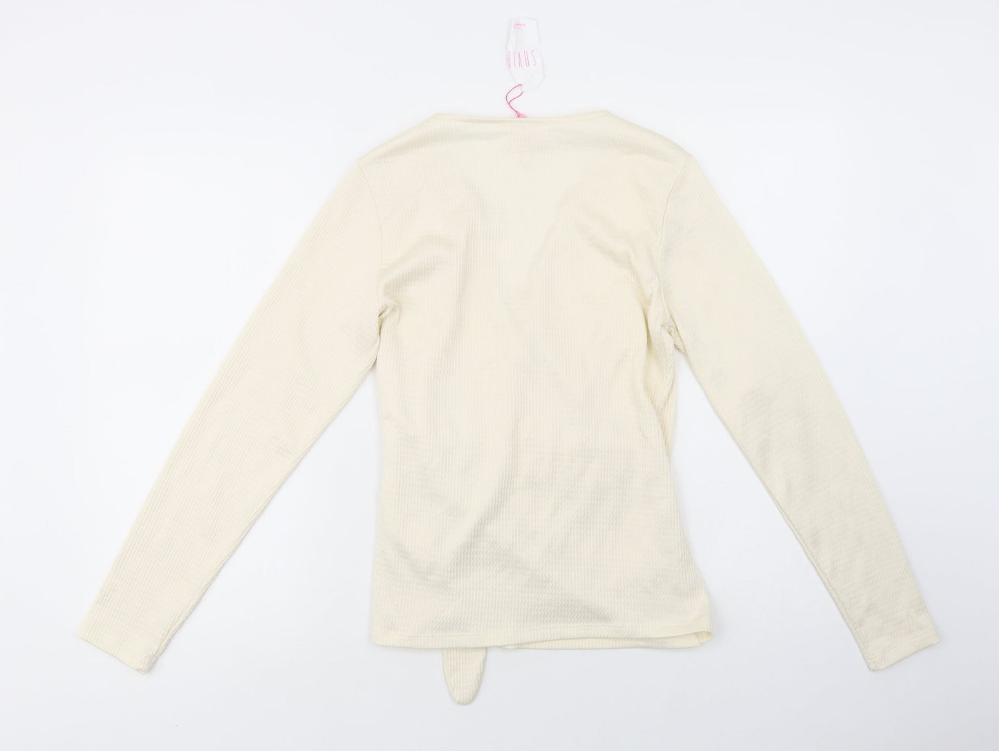 Savida Womens Ivory  Polyester Basic Blouse Size S V-Neck