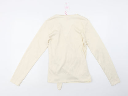 Savida Womens Ivory  Polyester Basic Blouse Size S V-Neck