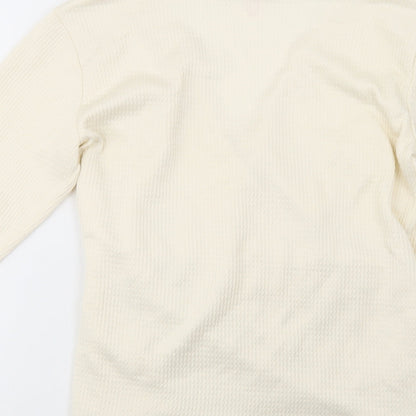 Savida Womens Ivory  Polyester Basic Blouse Size S V-Neck