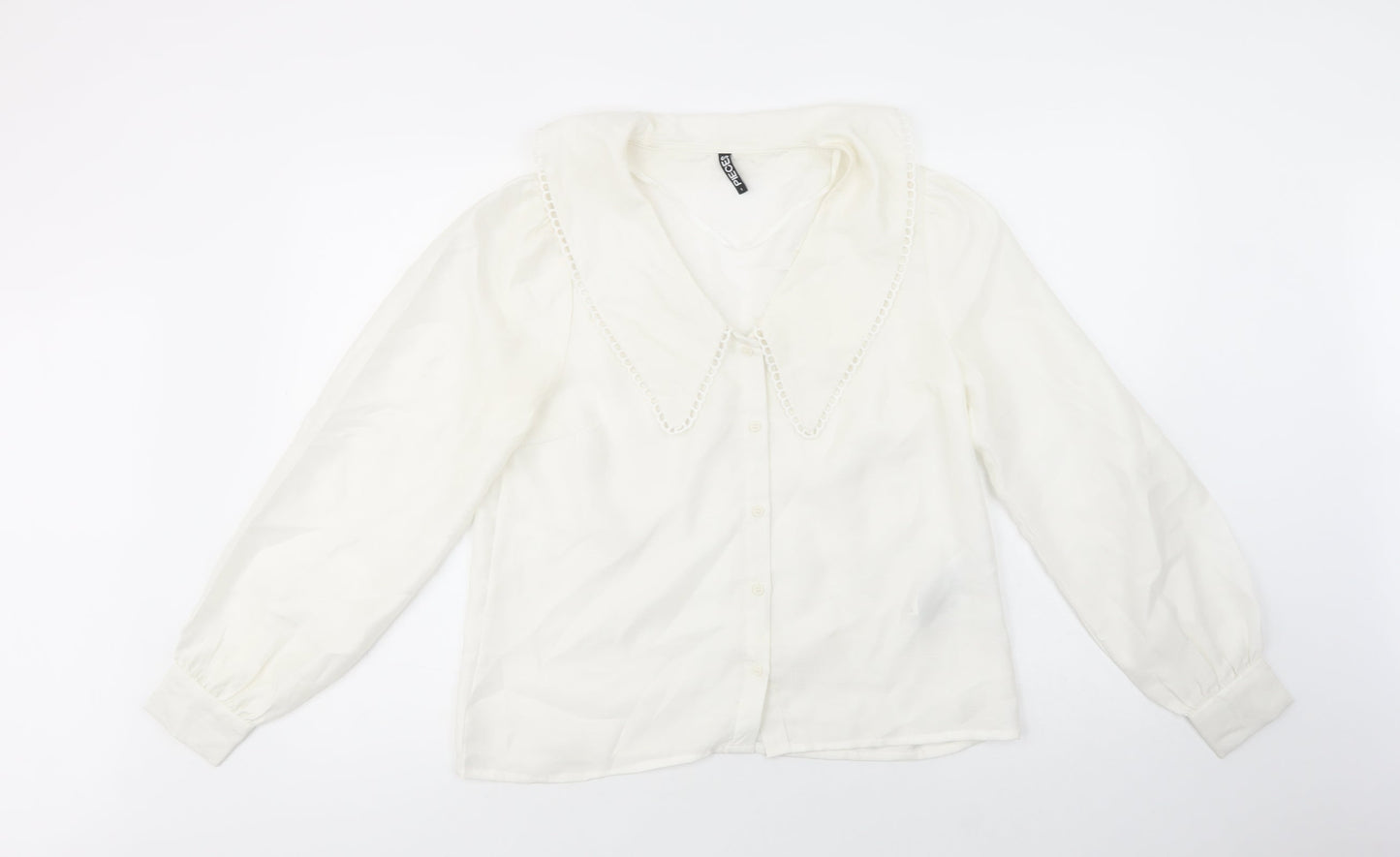 Pieces Womens White  Polyester Basic Button-Up Size S Collared