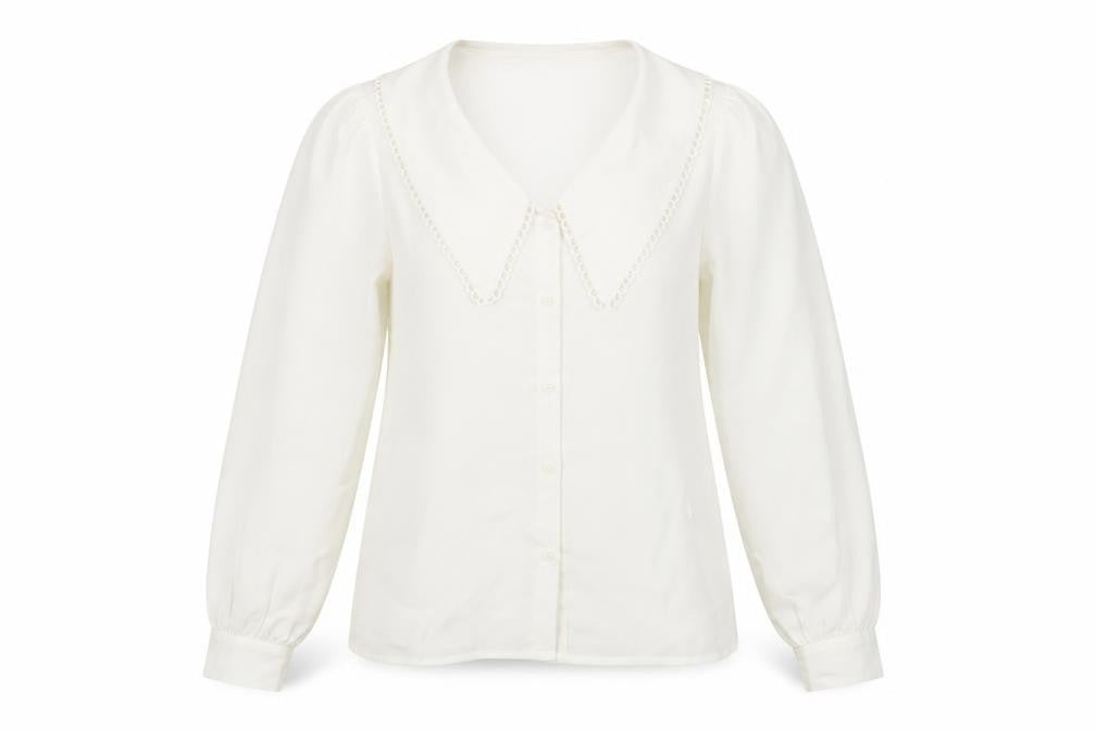 Pieces Womens White  Polyester Basic Button-Up Size S Collared