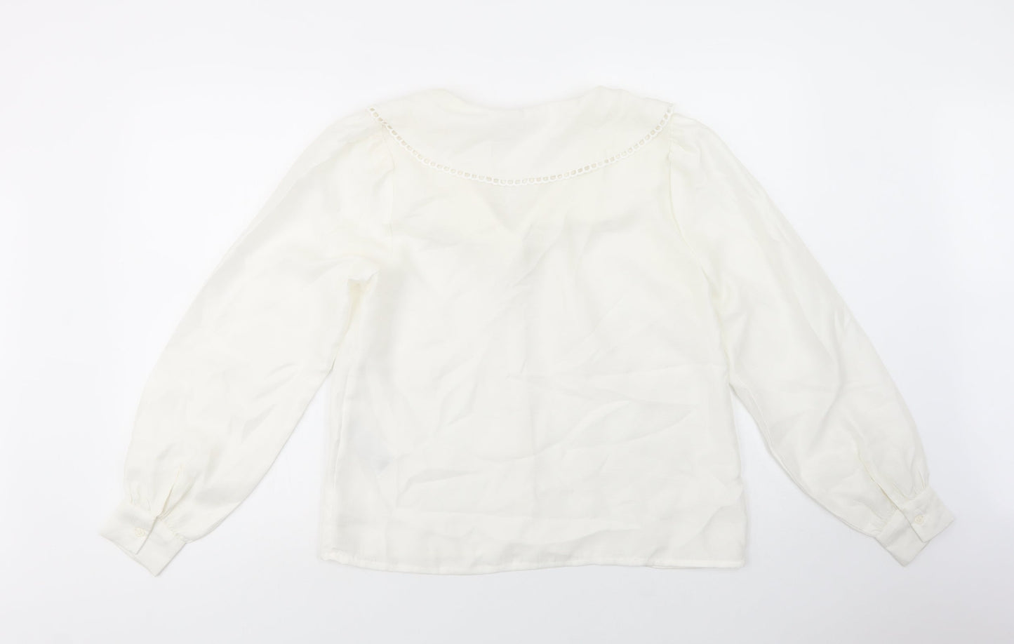 Pieces Womens White  Polyester Basic Button-Up Size S Collared