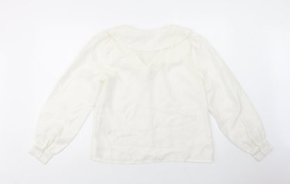 Pieces Womens White  Polyester Basic Button-Up Size S Collared