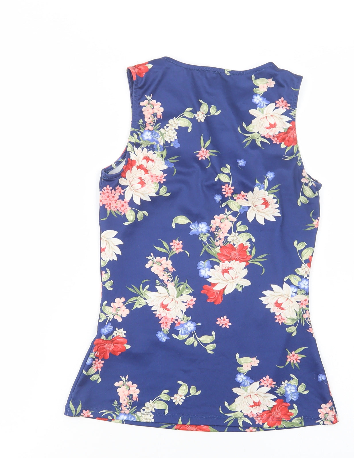 Atmosphere Womens Blue Floral Polyester Basic Blouse Size 6 Boat Neck