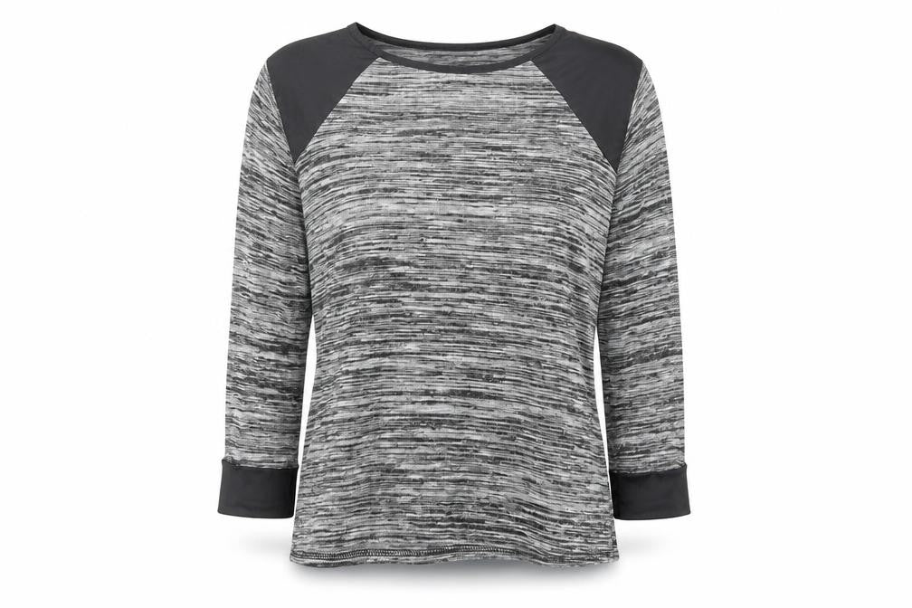 Exhibit One Womens Grey  Polyester Basic Blouse Size M Crew Neck