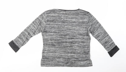 Exhibit One Womens Grey  Polyester Basic Blouse Size M Crew Neck