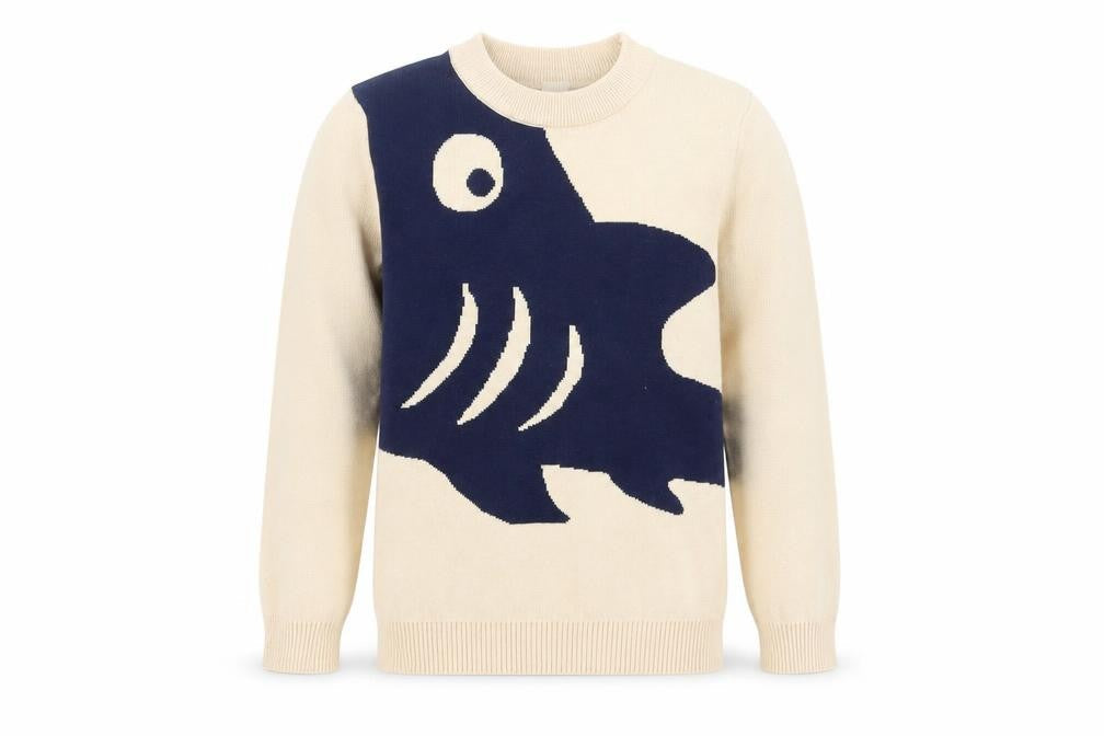 SheIn Girls Beige Crew Neck  Cotton Pullover Jumper Size 8 Years  Pullover - Shark