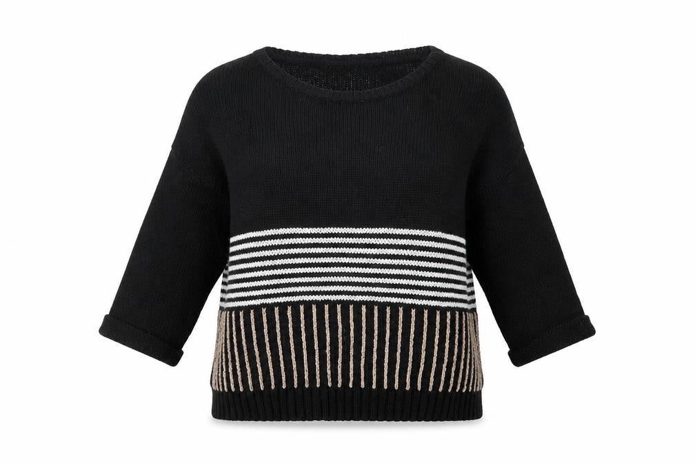 Wallis Womens Black Boat Neck Striped Acrylic Pullover Jumper Size M