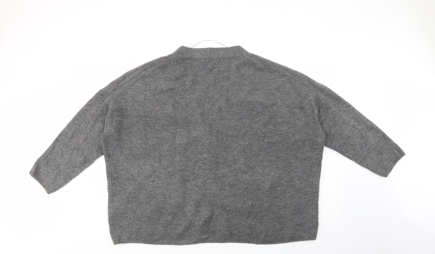 Pull & Bear Womens Grey V-Neck  Acrylic Cardigan Jumper Size L