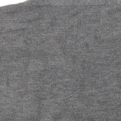 Preloved Pull & Bear Womens Grey V-Neck  Acrylic Cardigan Jumper Size L - Label
