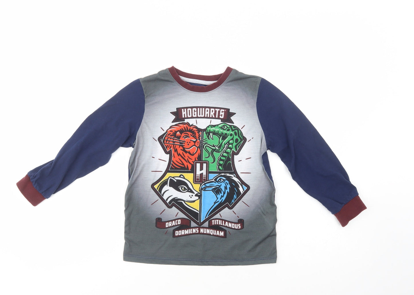 Character.Com Girls Blue  Polyester Pullover T-Shirt Size 8-9 Years Crew Neck Pullover - Hogwarts