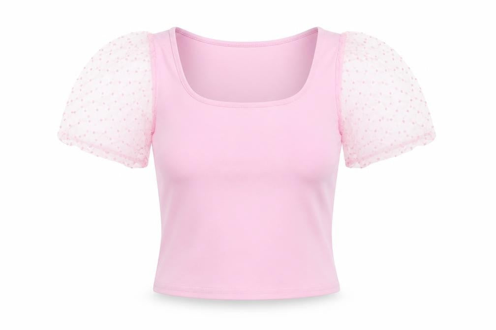 Quiz Womens Pink  Polyester Cropped Blouse Size 8 Square Neck