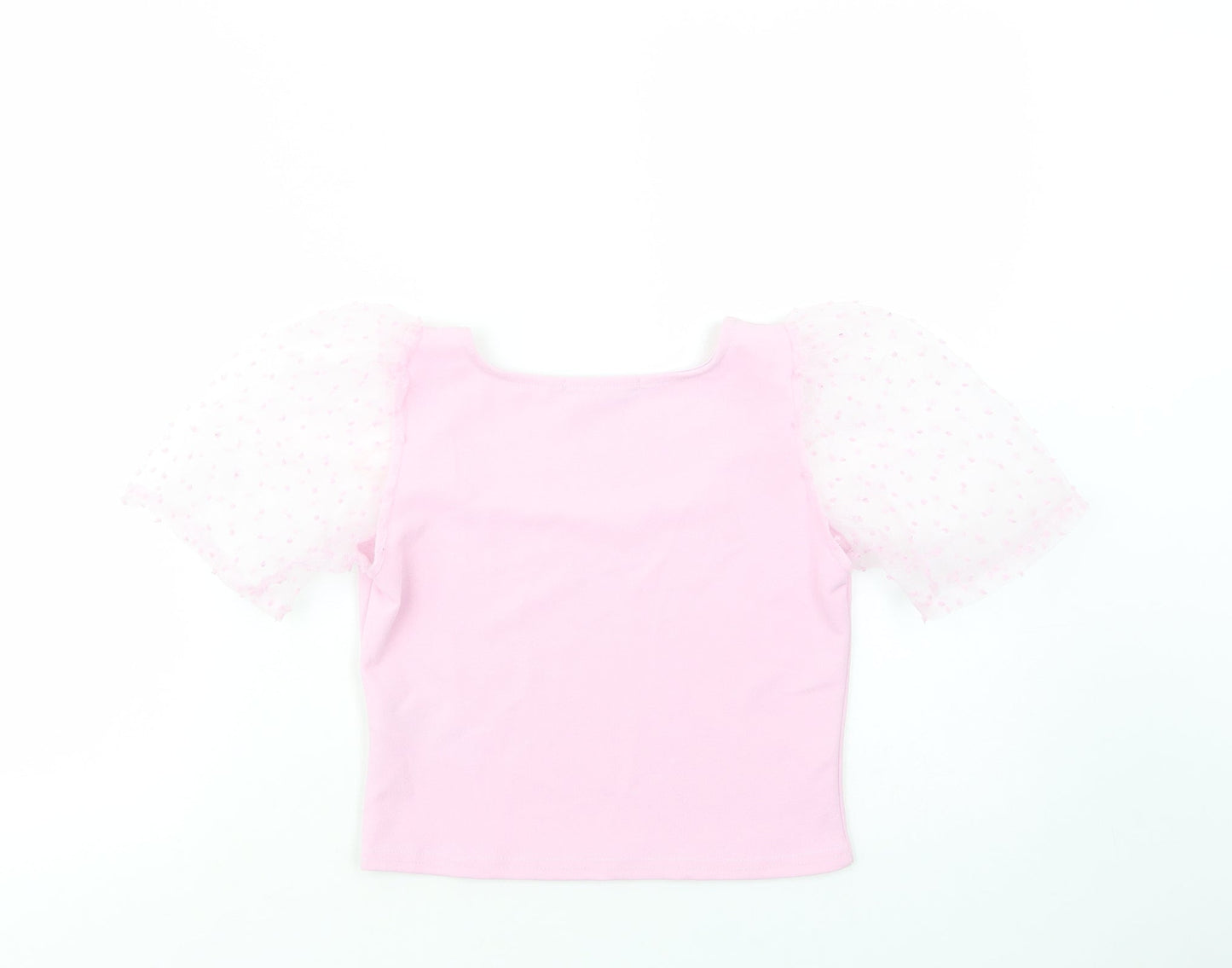 Quiz Womens Pink  Polyester Cropped Blouse Size 8 Square Neck