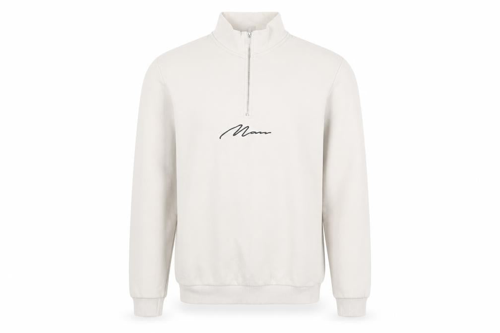 boohooMAN Mens Beige Cotton Pullover Sweatshirt Size S