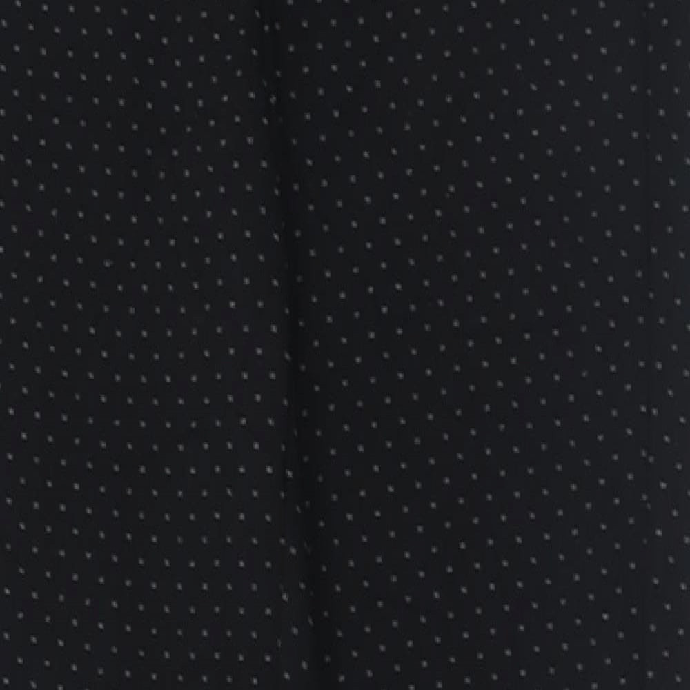 Marks and Spencer Womens Black Geometric Viscose Trousers  Size 6 L30 in Regular Hook & Eye