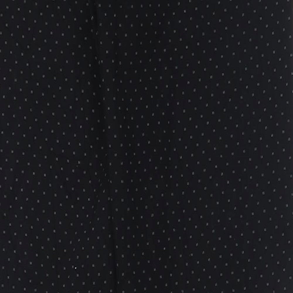 Marks and Spencer Womens Black Geometric Viscose Trousers  Size 6 L30 in Regular Hook & Eye