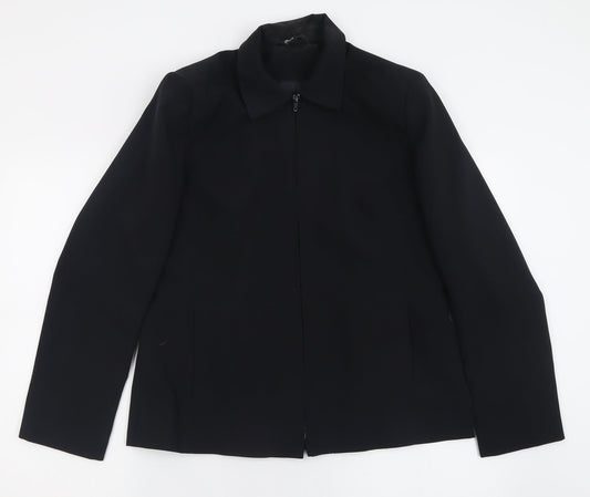 BHS Womens Black   Jacket  Size 12  Zip - Padded Shoulders