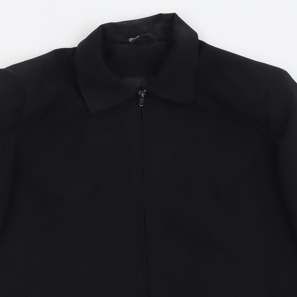 BHS Womens Black   Jacket  Size 12  Zip - Padded Shoulders