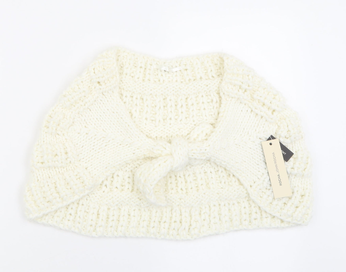 RJR.John Rocha Womens White V-Neck  Acrylic Cape Jumper One Size