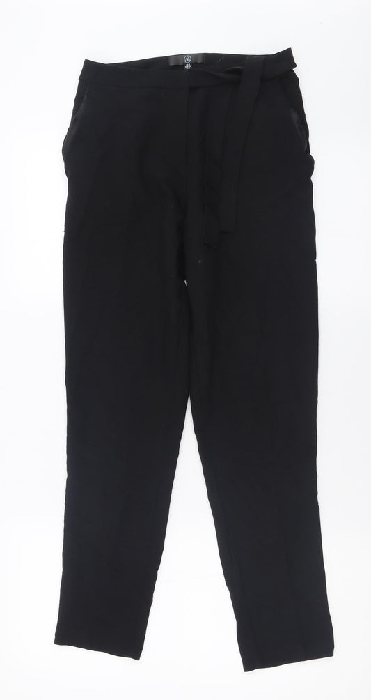 Missguided Womens Black  Polyester Capri Trousers Size 4 L28 in Regular Tie